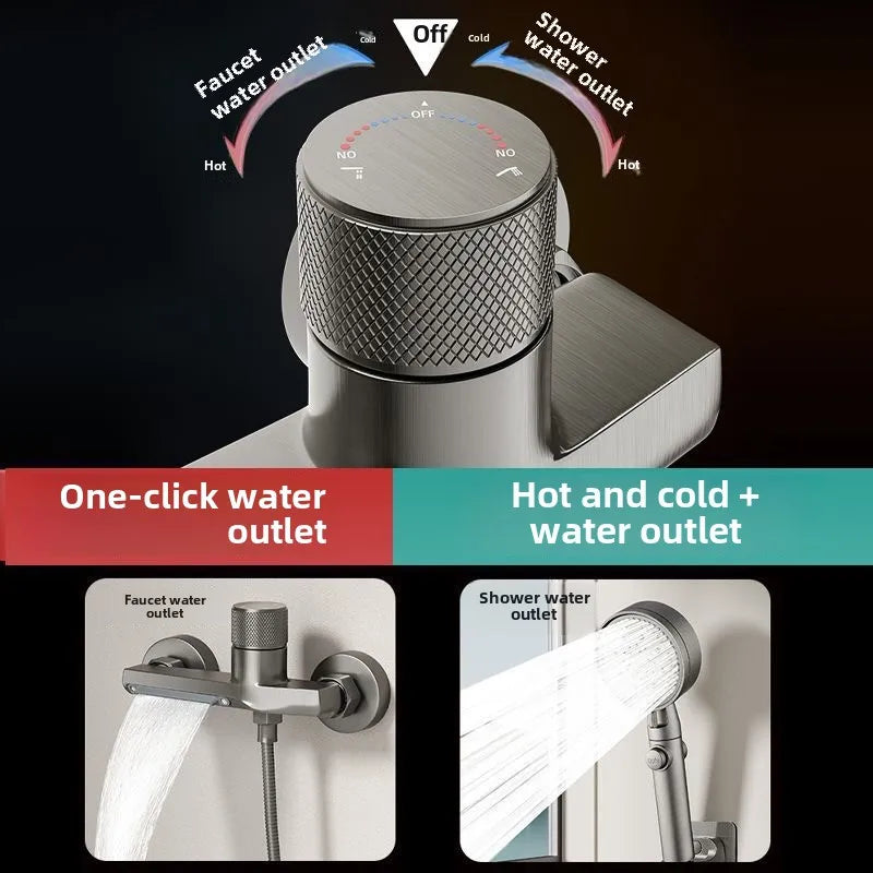 Bathtub Gray Waterfall Bathtub Faucet With Hand Shower Brass Chrome Wall Mounted Bathroom Shower Mixer Tap Shower system Set