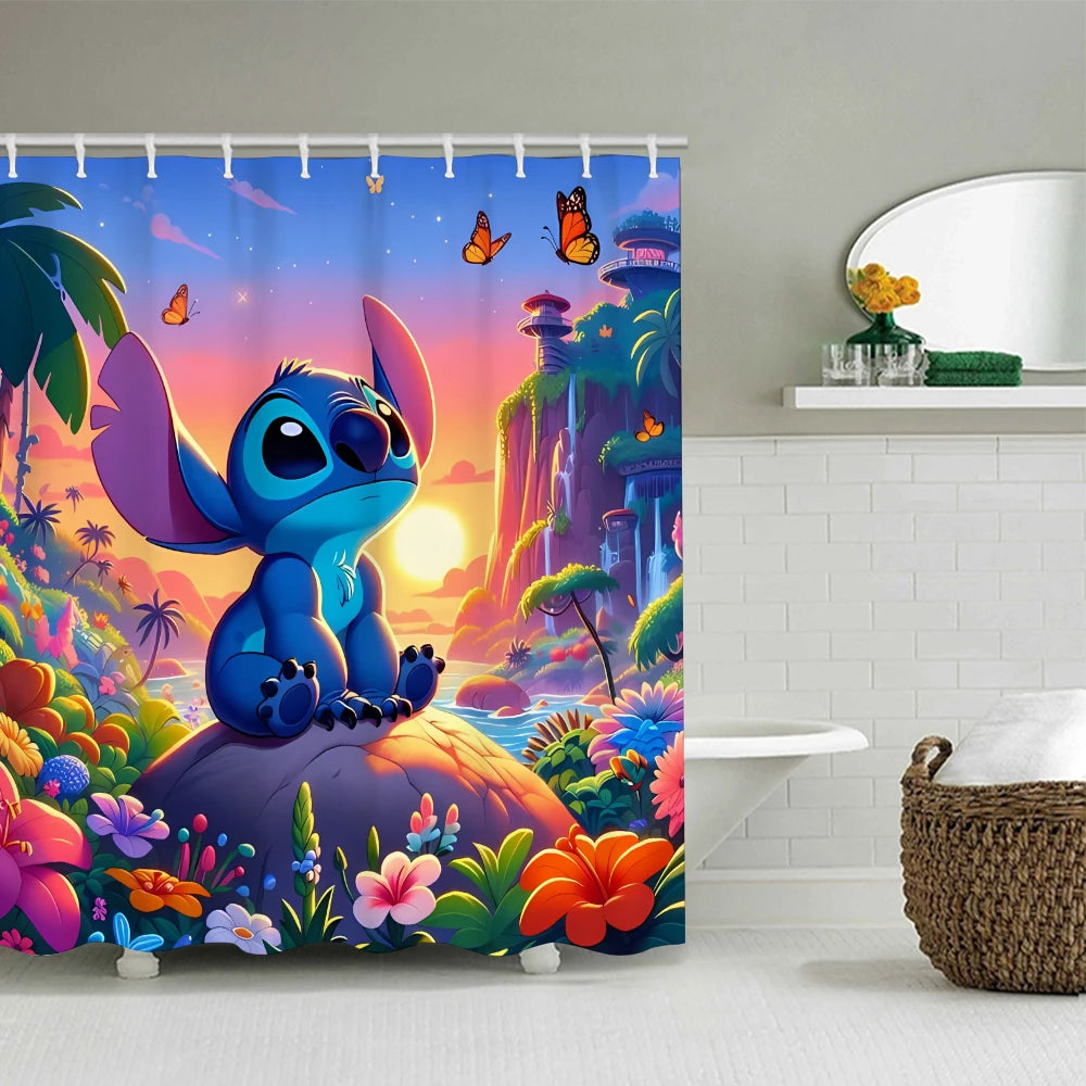 Pink Forest Bathroom Four-piece Set - Avant-garde Waterproof Shower Curtain, creating a complete bathroom kit