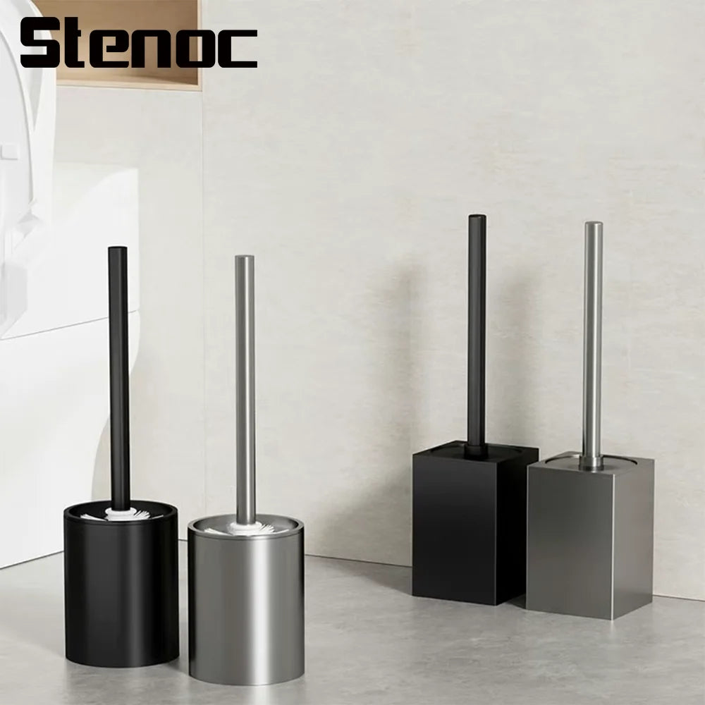 No Punch Circular/Square Toilet Cleaning Brush Wall Mounted Bathroom Toilet Brush Holder Cleaning Tools Bathroom Accessories